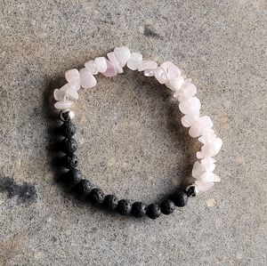 🤍3/$30 Rose Quartz Stone & Lava Bead Bracelet